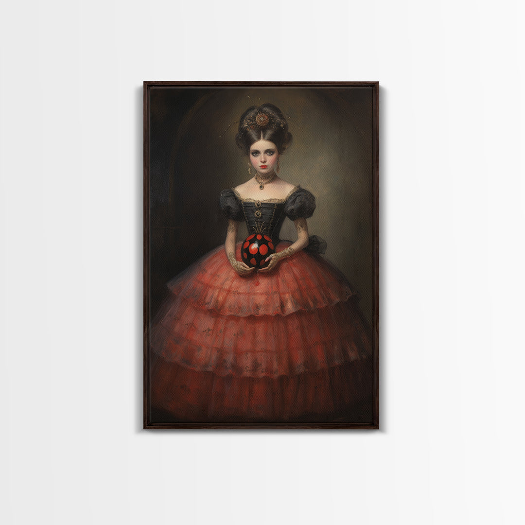 Ladybug Debutante, Victorian Animal Portrait, Halloween Art, Gothic Whimsy Decor, Anthropomorphic Costume Art