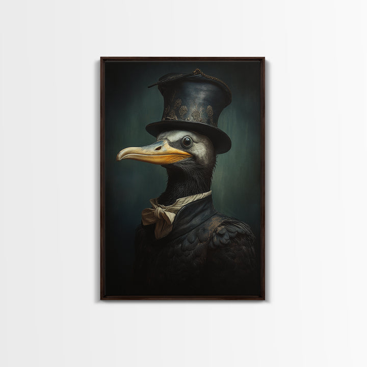 Cormorant Captain, Victorian Animal Portrait, Halloween Art, Gothic Whimsy Decor, Anthropomorphic Costume Art