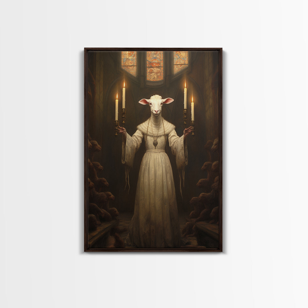 Lamb Choir Mistress, Victorian Animal Portrait, Halloween Art, Gothic Whimsy Decor, Anthropomorphic Costume Art