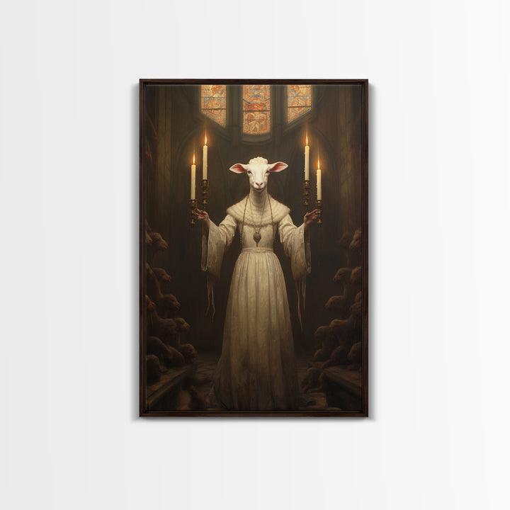 Lamb Choir Mistress, Victorian Animal Portrait, Halloween Art, Gothic Whimsy Decor, Anthropomorphic Costume Art