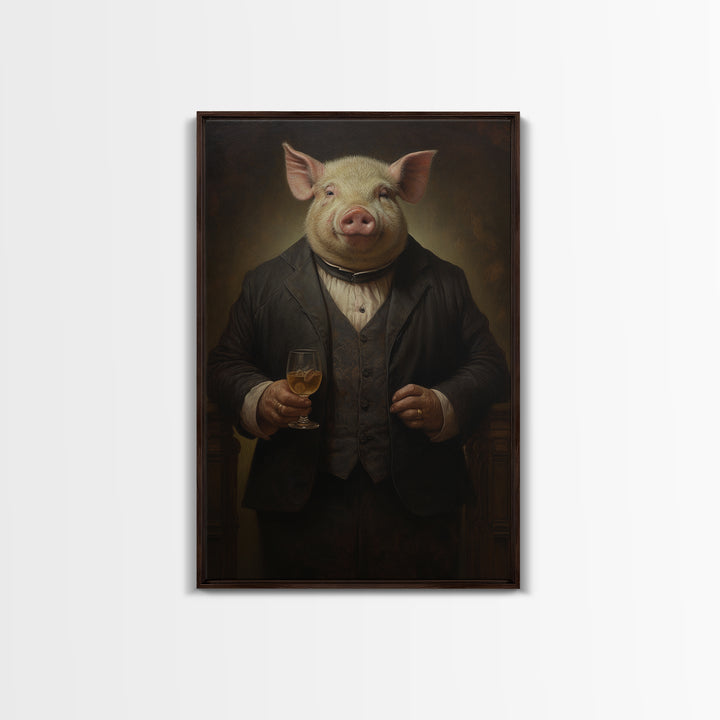 Boar Innkeeper, Victorian Animal Portrait, Halloween Art, Gothic Whimsy Decor, Anthropomorphic Costume Art
