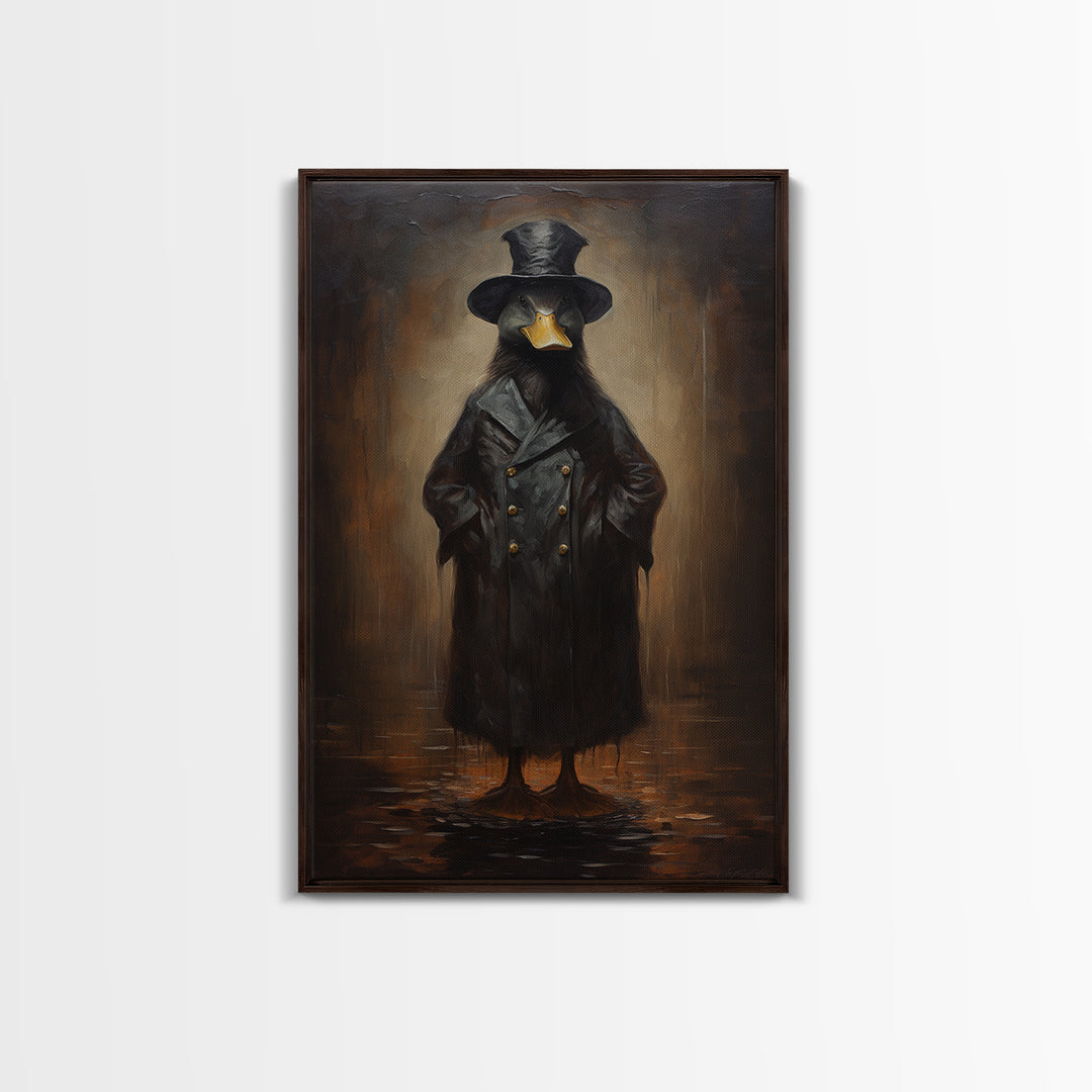 Duck Detective, Victorian Animal Portrait, Halloween Art, Gothic Whimsy Decor, Anthropomorphic Costume Art