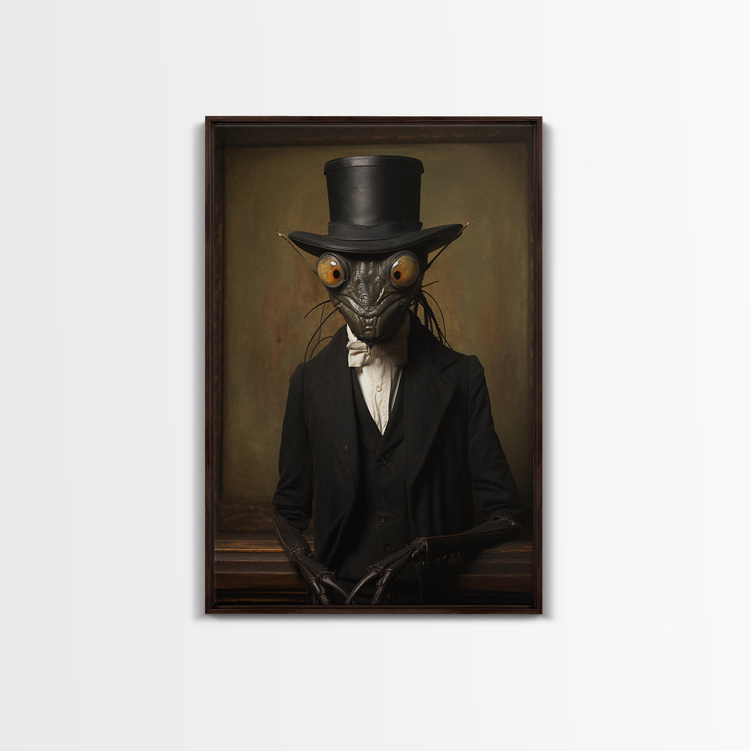 Mantis Archivist, Victorian Animal Portrait, Halloween Art, Gothic Whimsy Decor, Anthropomorphic Costume Art