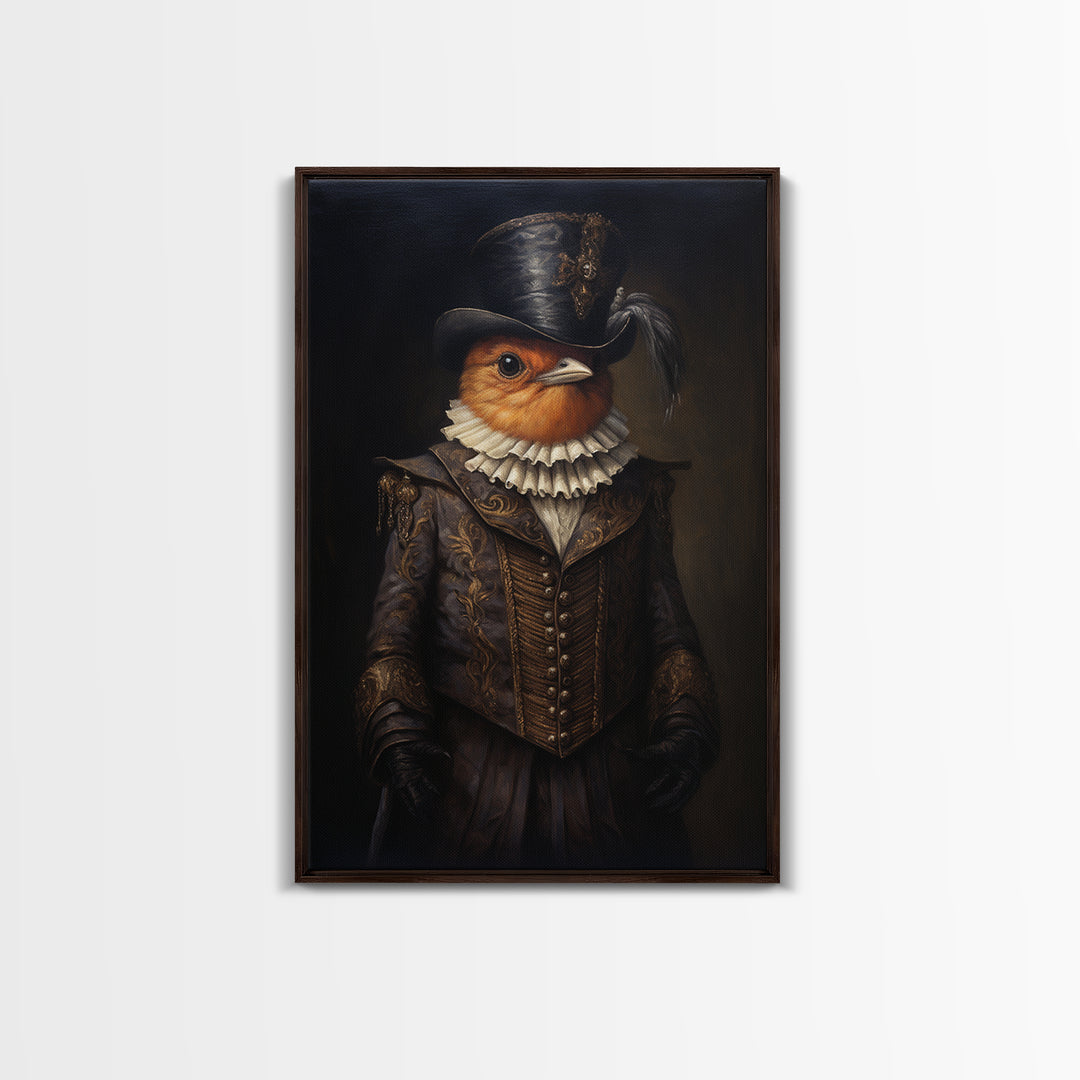 Robin Valentine, Victorian Animal Portrait, Halloween Art, Gothic Whimsy Decor, Anthropomorphic Costume Art