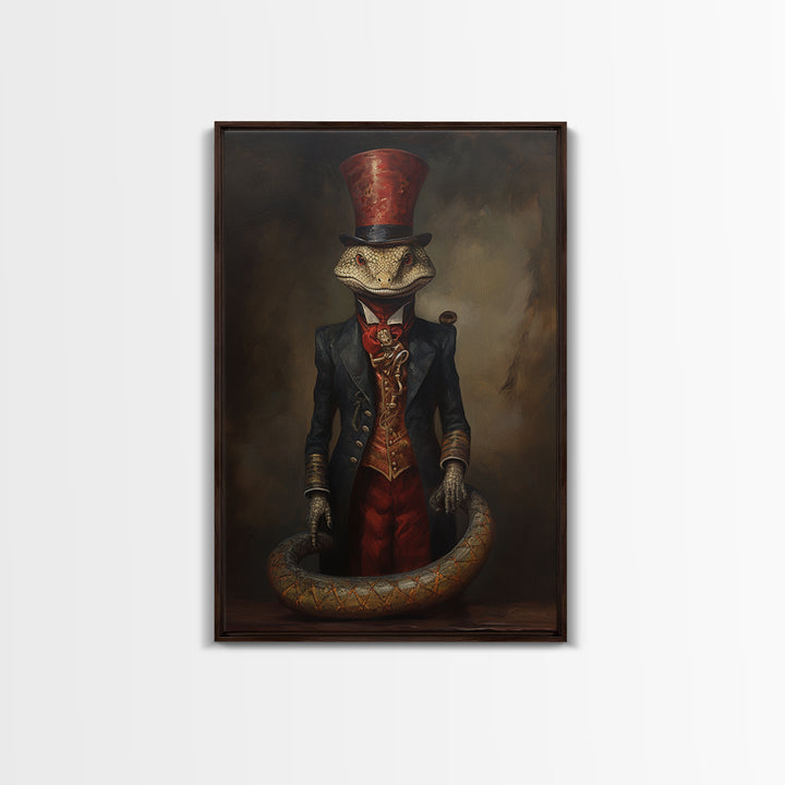Cobra Ringmaster, Victorian Animal Portrait, Halloween Art, Gothic Whimsy Decor, Anthropomorphic Costume Art