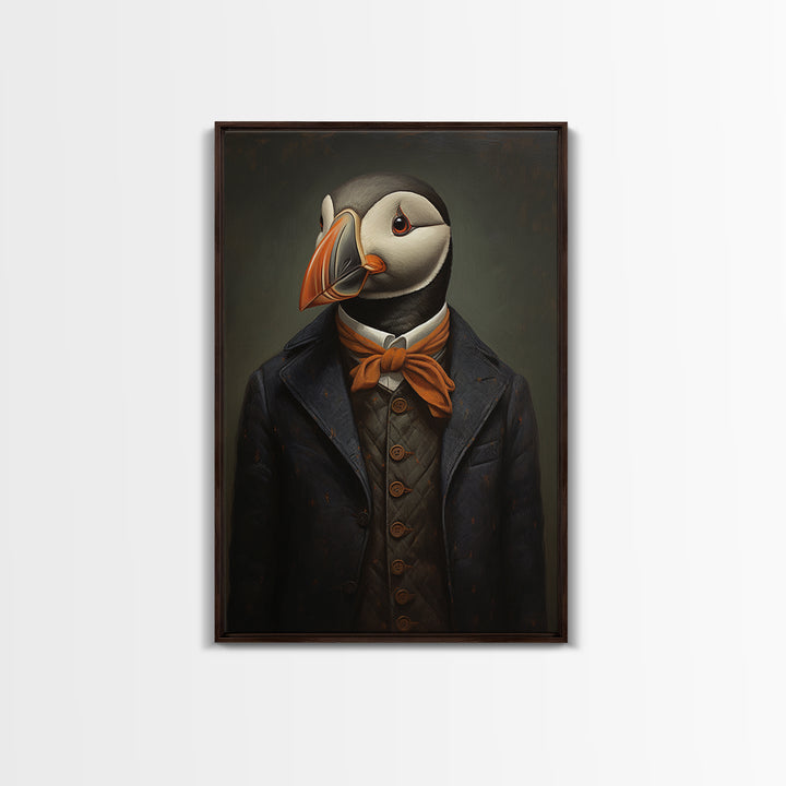 Puffin Schoolmaster, Victorian Animal Portrait, Halloween Art, Gothic Whimsy Decor, Anthropomorphic Costume Art