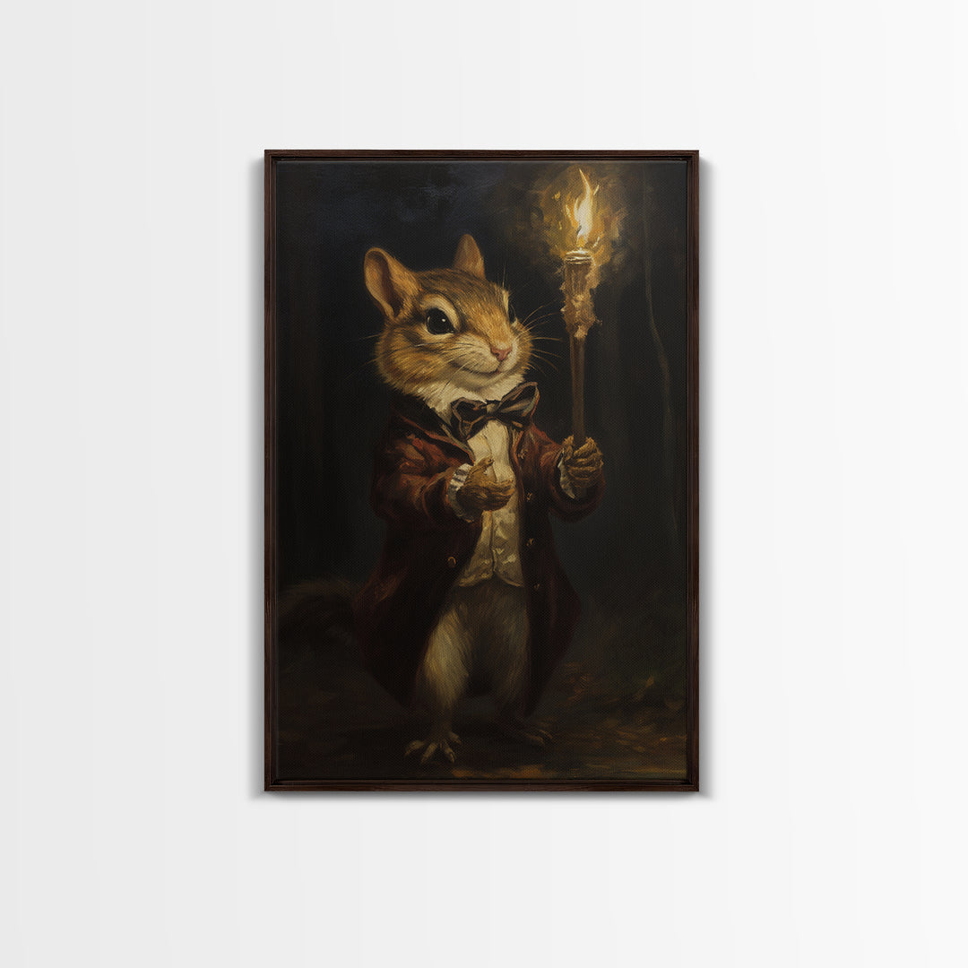 Chipmunk Conductor, Victorian Animal Portrait, Halloween Art, Gothic Whimsy Decor, Anthropomorphic Costume Art