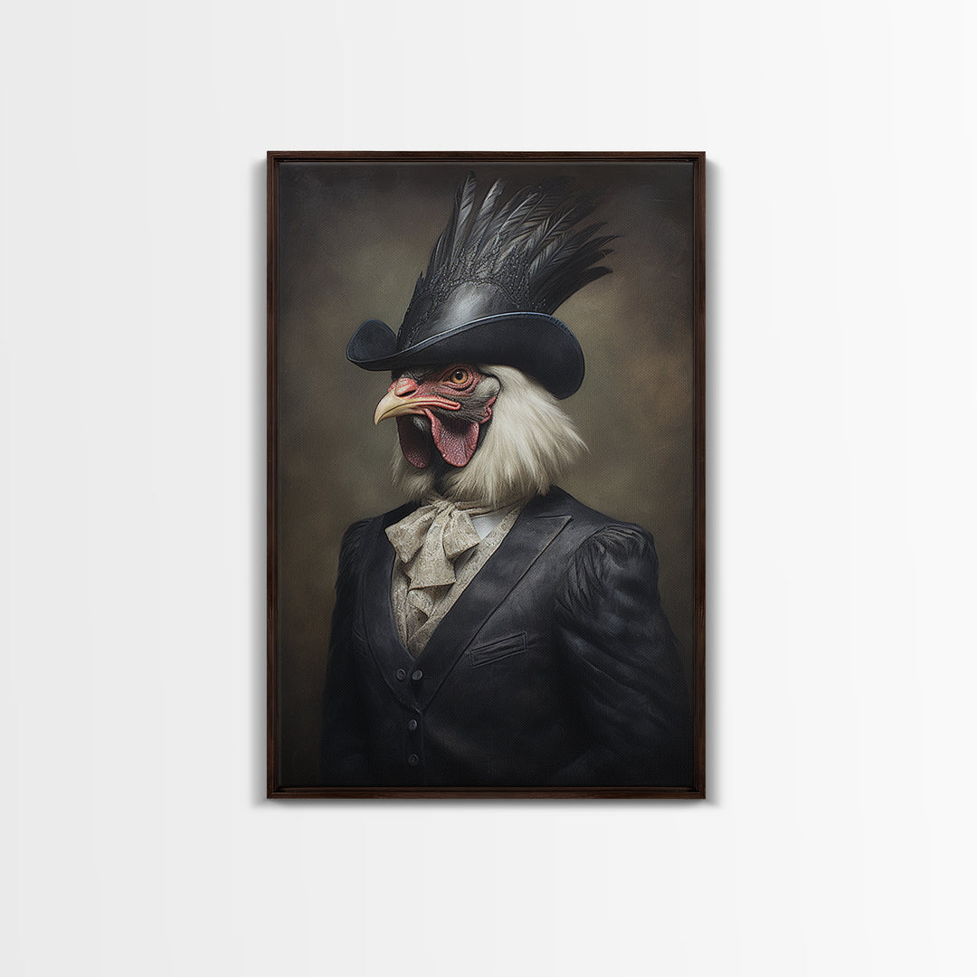 Rooster Magistrate, Victorian Animal Portrait, Halloween Art, Gothic Whimsy Decor, Anthropomorphic Costume Art