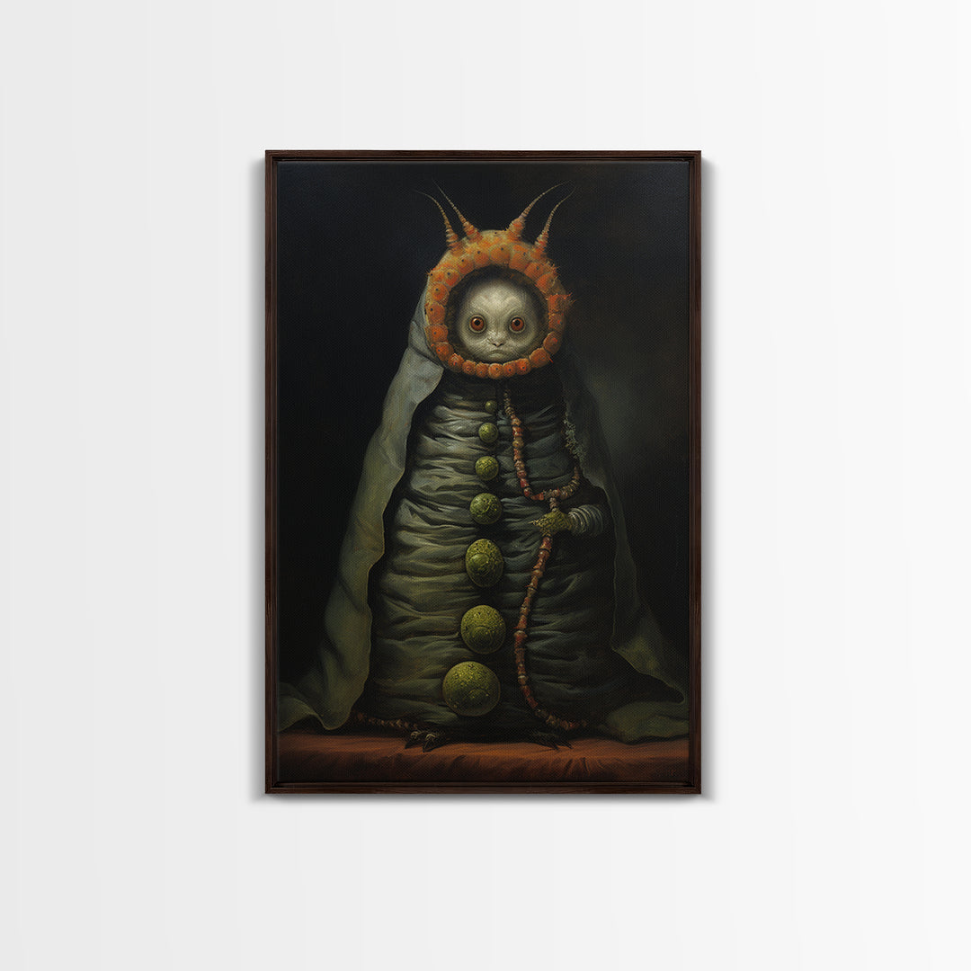 Caterpillar Herbalist, Victorian Animal Portrait, Halloween Art, Gothic Whimsy Decor, Anthropomorphic Costume Art