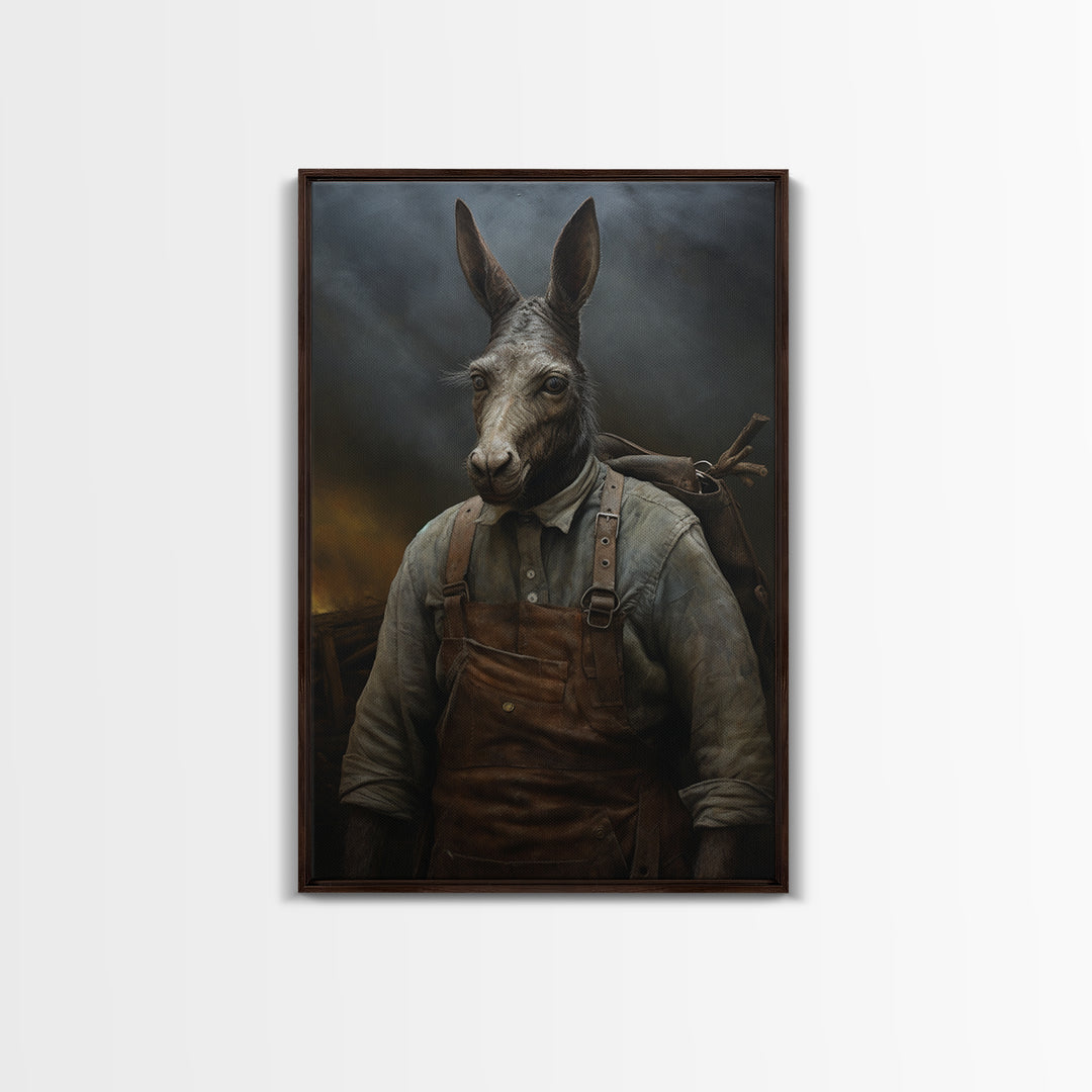 Mule Carpenter, Victorian Animal Portrait, Halloween Art, Gothic Whimsy Decor, Anthropomorphic Costume Art