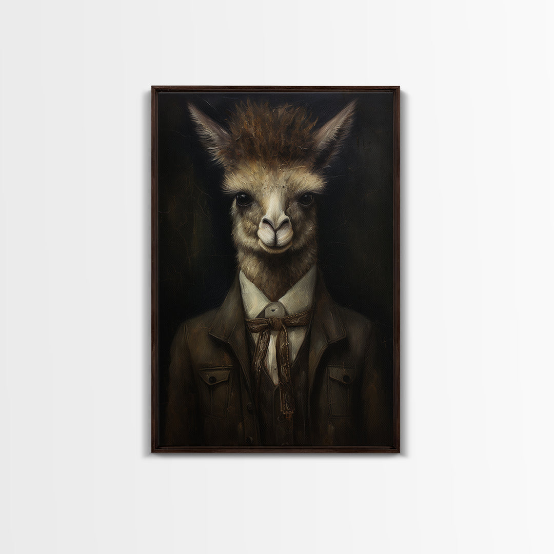 Alpaca Novelist, Victorian Animal Portrait, Halloween Art, Gothic Whimsy Decor, Anthropomorphic Costume Art