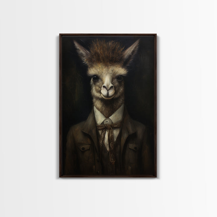 Alpaca Novelist, Victorian Animal Portrait, Halloween Art, Gothic Whimsy Decor, Anthropomorphic Costume Art