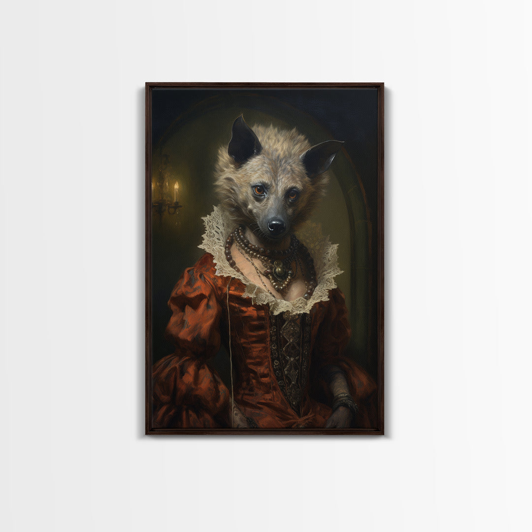 Hyena Social Climber, Victorian Animal Portrait, Halloween Art, Gothic Whimsy Decor, Anthropomorphic Costume Art