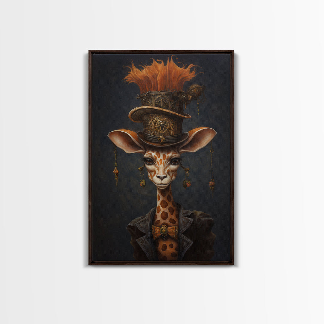 Giraffe Duchess, Victorian Animal Portrait, Halloween Art, Gothic Whimsy Decor, Anthropomorphic Costume Art