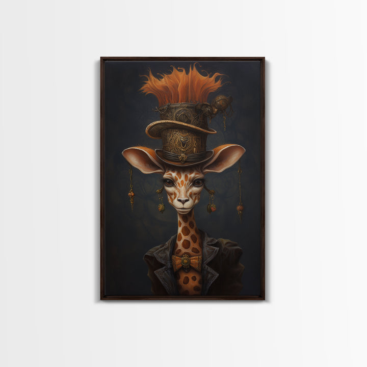 Giraffe Duchess, Victorian Animal Portrait, Halloween Art, Gothic Whimsy Decor, Anthropomorphic Costume Art