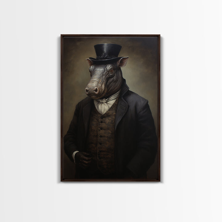 Tapir Antiquarian, Victorian Animal Portrait, Halloween Art, Gothic Whimsy Decor, Anthropomorphic Costume Art