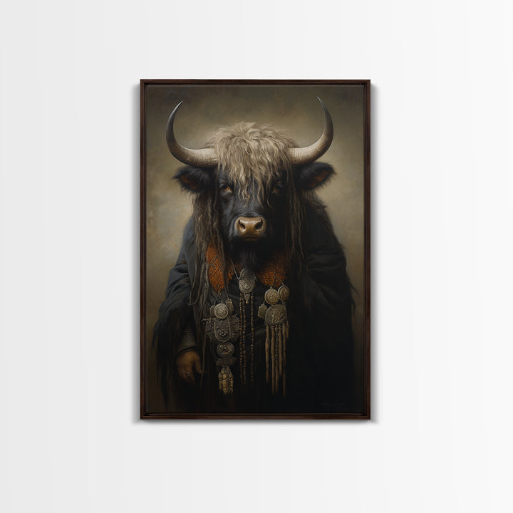 Yak Matriarch, Victorian Animal Portrait, Halloween Art, Gothic Whimsy Decor, Anthropomorphic Costume Art