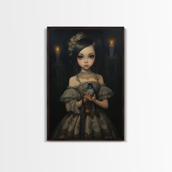 Hummingbird Heiress, Victorian Animal Portrait, Halloween Art, Gothic Whimsy Decor, Anthropomorphic Costume Art