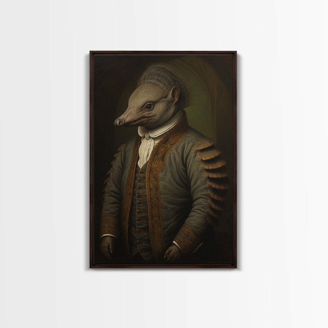 Armadillo Clerk, Victorian Animal Portrait, Halloween Art, Gothic Whimsy Decor, Anthropomorphic Costume Art