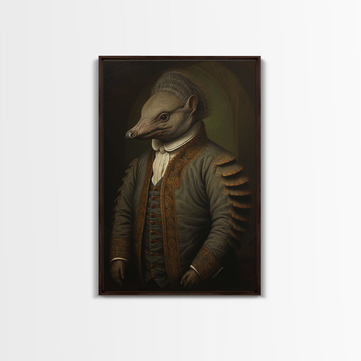 Armadillo Clerk, Victorian Animal Portrait, Halloween Art, Gothic Whimsy Decor, Anthropomorphic Costume Art