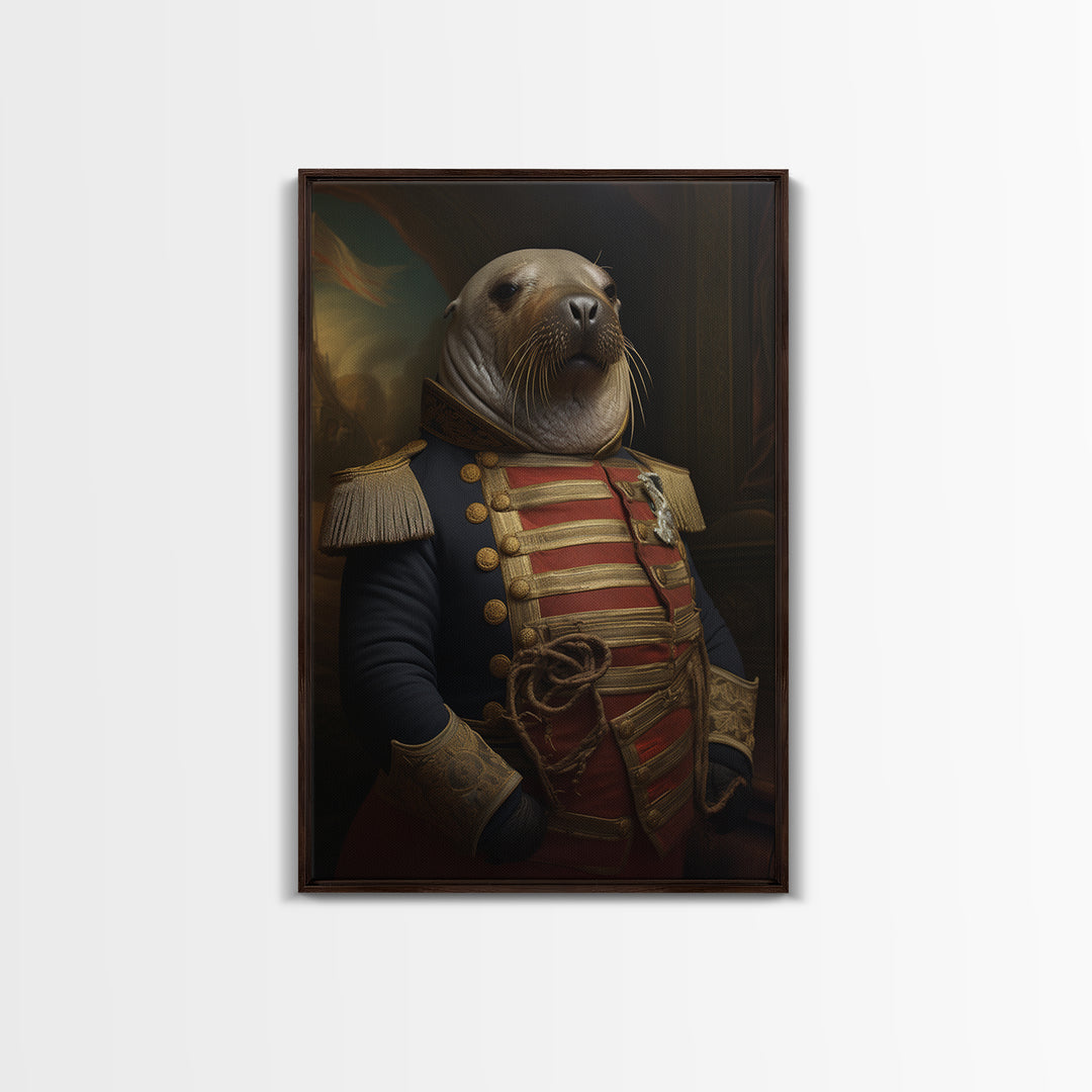 Walrus Commodore, Victorian Animal Portrait, Halloween Art, Gothic Whimsy Decor, Anthropomorphic Costume Art