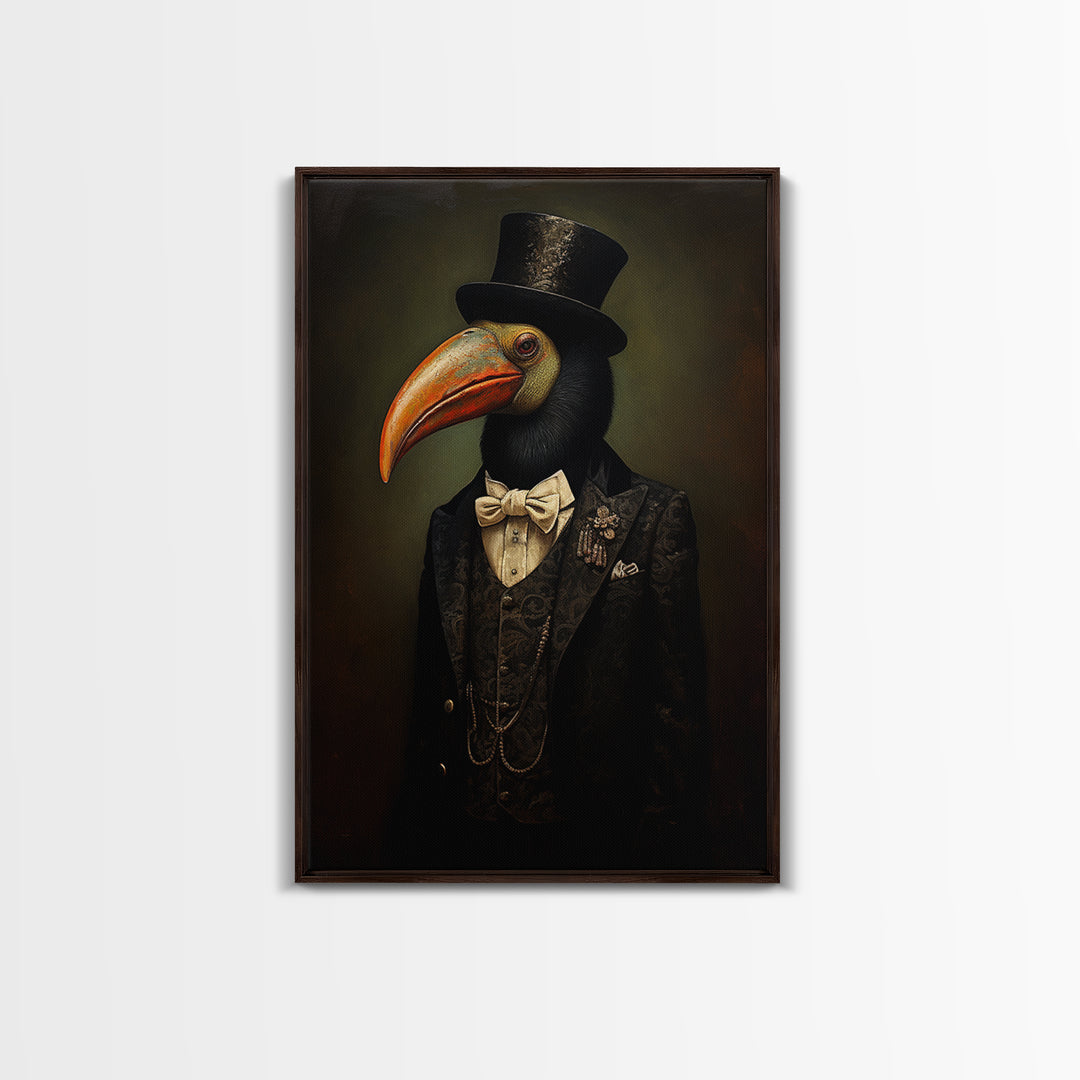 Toucan Advocate, Victorian Animal Portrait, Halloween Art, Gothic Whimsy Decor, Anthropomorphic Costume Art