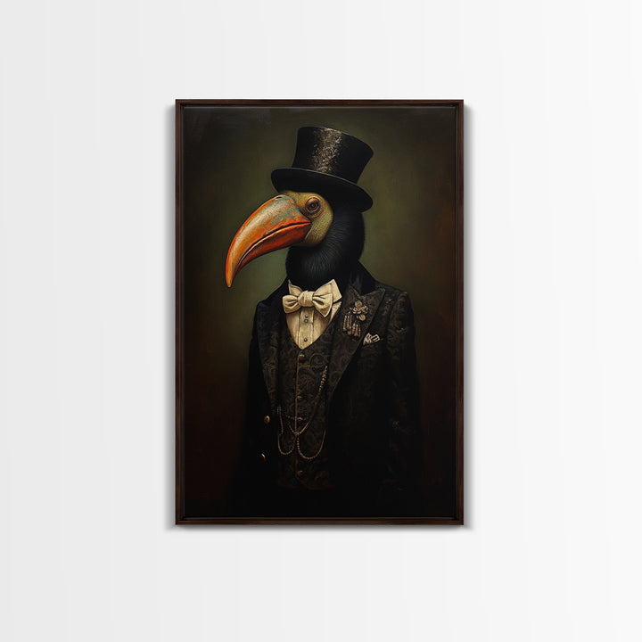 Toucan Advocate, Victorian Animal Portrait, Halloween Art, Gothic Whimsy Decor, Anthropomorphic Costume Art
