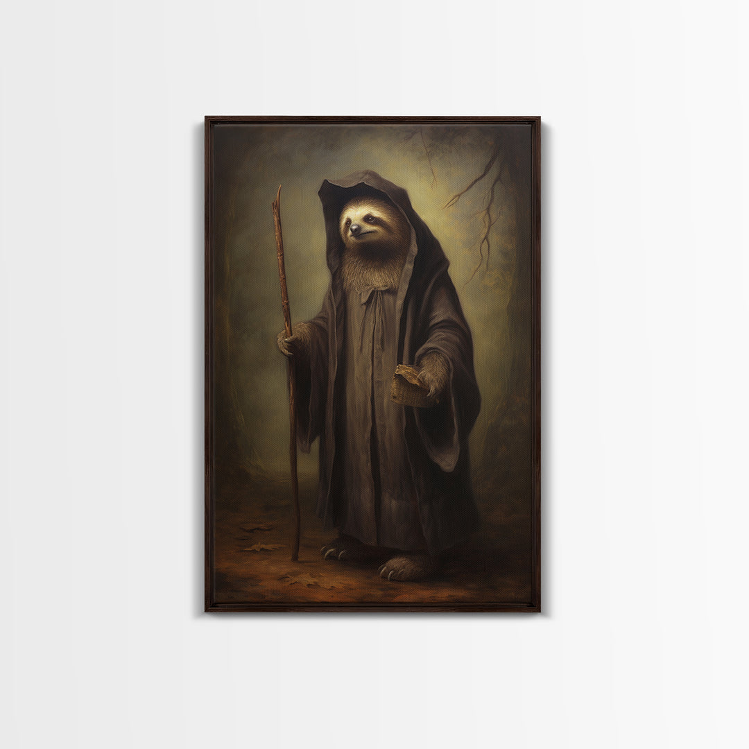 Sloth Philosopher, Victorian Animal Portrait, Halloween Art, Gothic Whimsy Decor, Anthropomorphic Costume Art