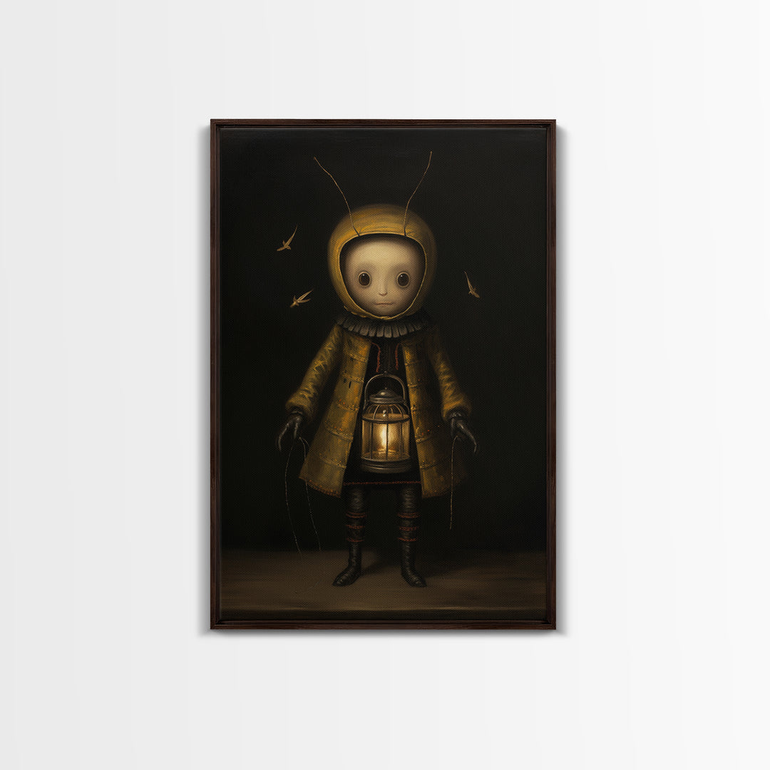 Firefly Pageboy, Victorian Animal Portrait, Halloween Art, Gothic Whimsy Decor, Anthropomorphic Costume Art