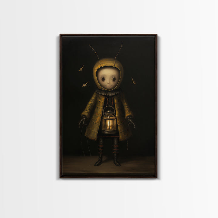 Firefly Pageboy, Victorian Animal Portrait, Halloween Art, Gothic Whimsy Decor, Anthropomorphic Costume Art