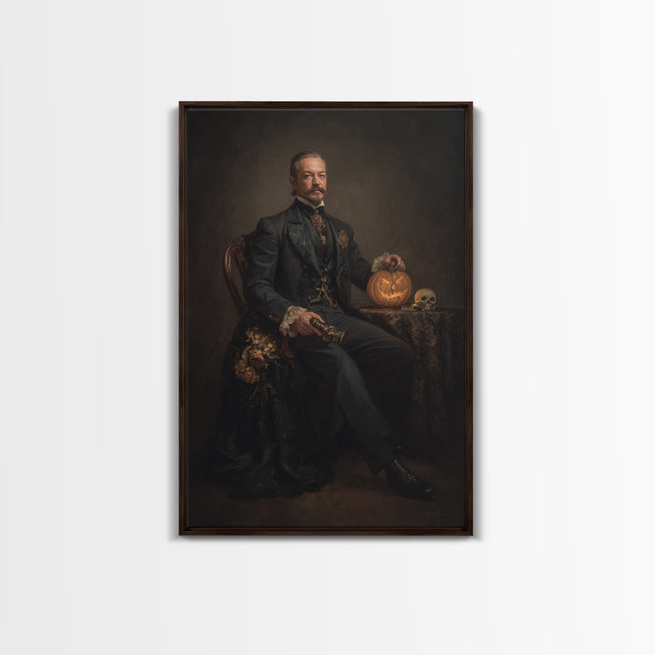 The Headless Horseman, Dark Academia Wall Art, Vertical Wall Art, Canvas Print, Gothic Wall Decor, Halloween Portrait Art, Macabre Wall Art