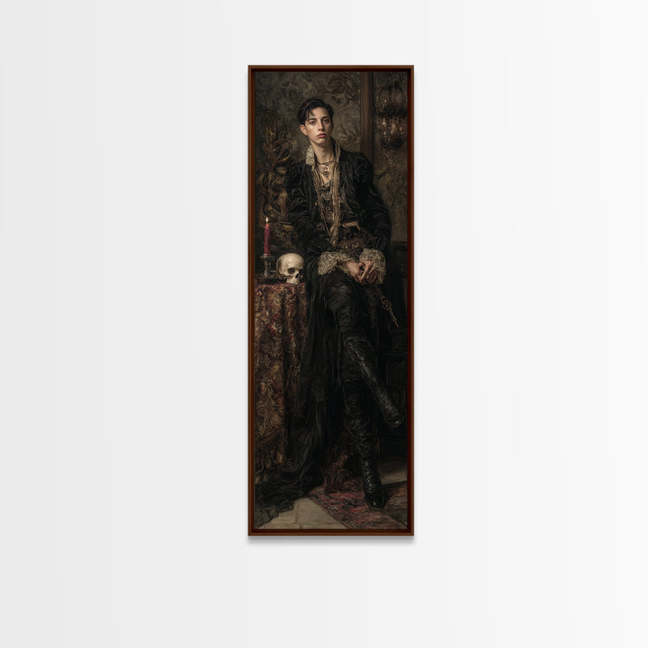 The Mummy Pharaoh, Dark Academia Wall Art, Tall Narrow Wall Art, Canvas Print, Gothic Wall Decor, Halloween Portrait Art, Macabre Wall Art
