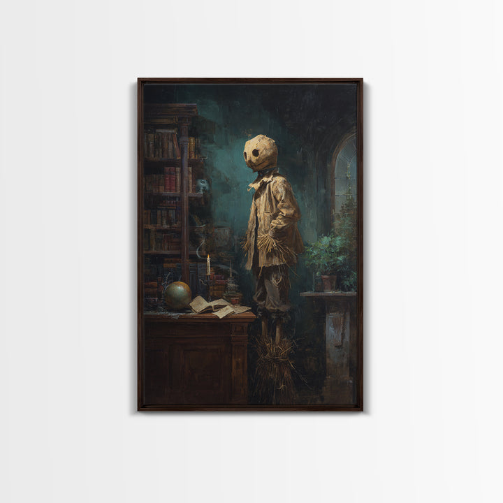 The Living Scarecrow, Antique Gothic Portrait, Vertical Wall Art, Canvas Print, Gothic Wall Decor, Halloween Portrait Art