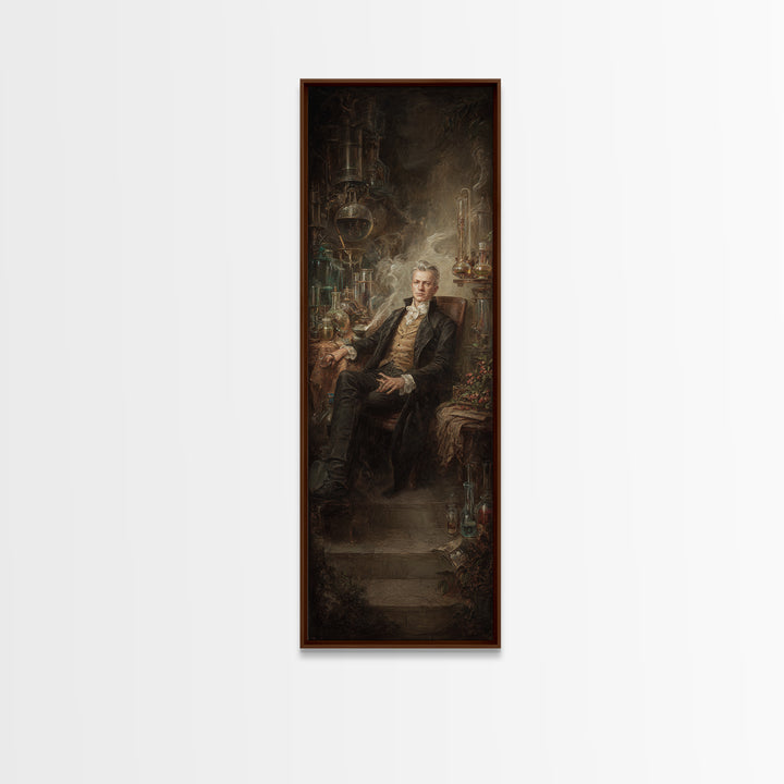 The Mad Alchemist, Victorian Gothic Art, Tall Narrow Wall Art, Canvas Print, Gothic Wall Decor, Halloween Portrait Art, Horror Wall Art