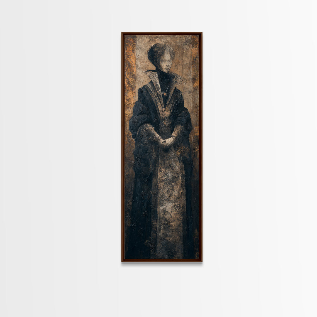 The Shadow Person, Victorian Horror Portrait, Tall Narrow Wall Art, Framed Canvas Print, Gothic Wall Decor, Halloween Portrait Art