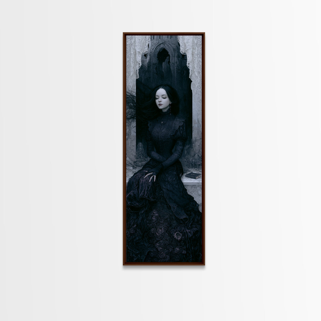 The Banshee Singer, Victorian Gothic Art, Tall Narrow Wall Art, Canvas Print, Gothic Wall Decor, Halloween Portrait Art, Macabre Wall Art