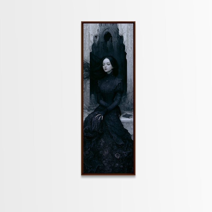 The Banshee Singer, Victorian Gothic Art, Tall Narrow Wall Art, Canvas Print, Gothic Wall Decor, Halloween Portrait Art, Macabre Wall Art