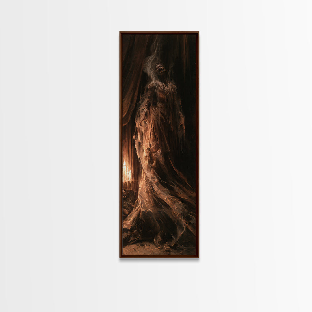 The Tattered Wraith, Victorian Gothic Art, Tall Narrow Wall Art, Canvas Print, Gothic Wall Decor, Halloween Portrait Art