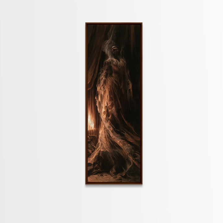 The Tattered Wraith, Victorian Gothic Art, Tall Narrow Wall Art, Canvas Print, Gothic Wall Decor, Halloween Portrait Art