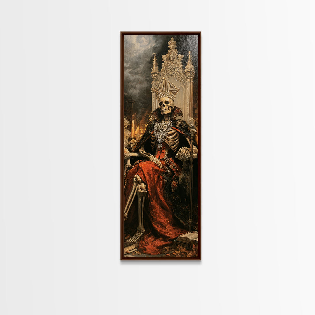 The Bone Queen, Victorian Gothic Art, Tall Narrow Wall Art, Framed Canvas Print, Gothic Wall Decor, Halloween Portrait Art