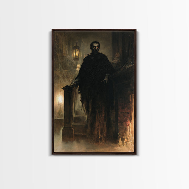The Chimney Phantom, Victorian Horror Portrait, Vertical Wall Art, Framed Canvas Print, Gothic Wall Decor, Halloween Portrait Art