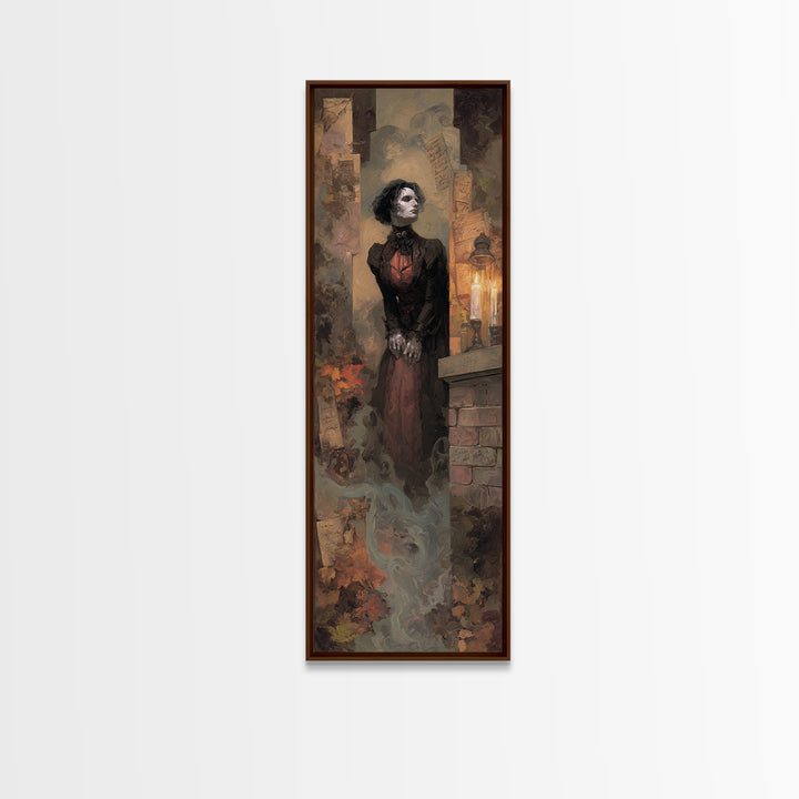 The Chimney Phantom, Dark Academia Wall Art, Tall Narrow Wall Art, Canvas Print, Gothic Wall Decor, Halloween Portrait Art, Halloween Decor