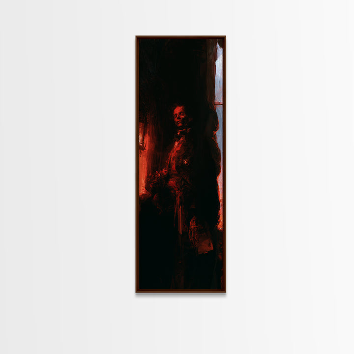The Ghostly Groom, Victorian Gothic Art, Tall Narrow Wall Art, Canvas Print, Gothic Wall Decor, Halloween Portrait Art, Halloween Wall Art