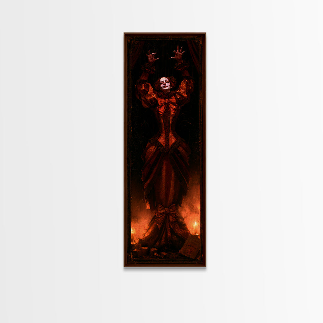 The Marionette Master, Antique Gothic Portrait, Tall Narrow Wall Art, Canvas Print, Gothic Wall Decor, Halloween Portrait Art