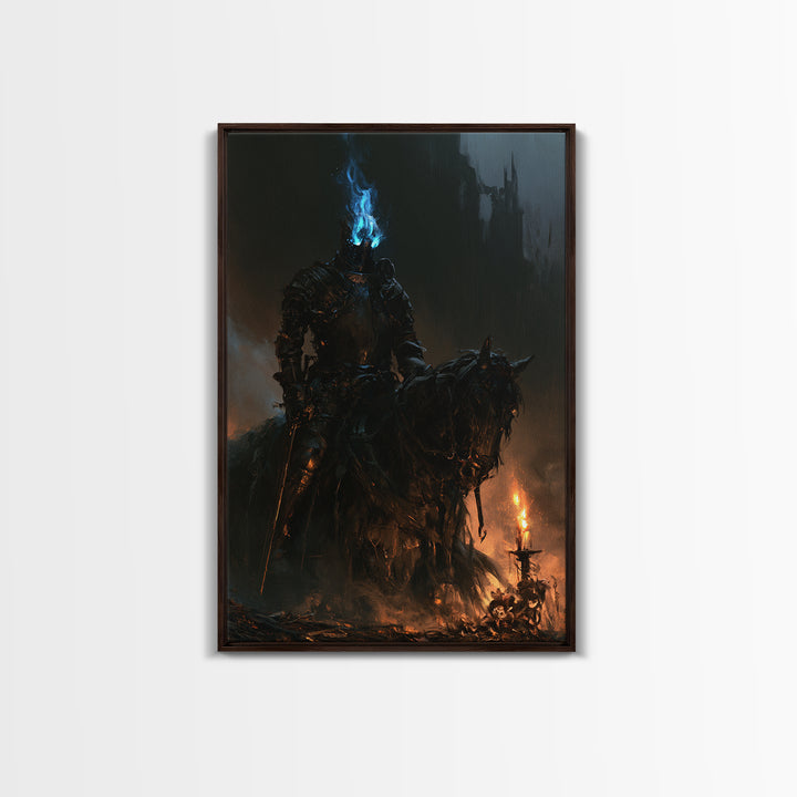 The Spectral Knight, Antique Gothic Portrait, Vertical Wall Art, Canvas Print, Gothic Wall Decor, Halloween Portrait Art, Statement Wall Art