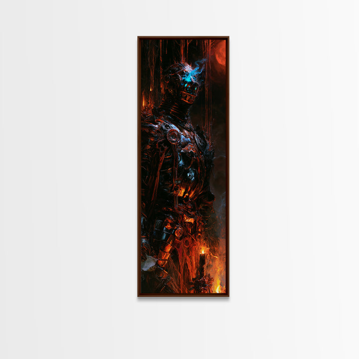 The Spectral Knight, Antique Gothic Portrait, Tall Narrow Wall Art, Canvas Print, Gothic Wall Decor, Halloween Portrait Art, Horror Wall Art