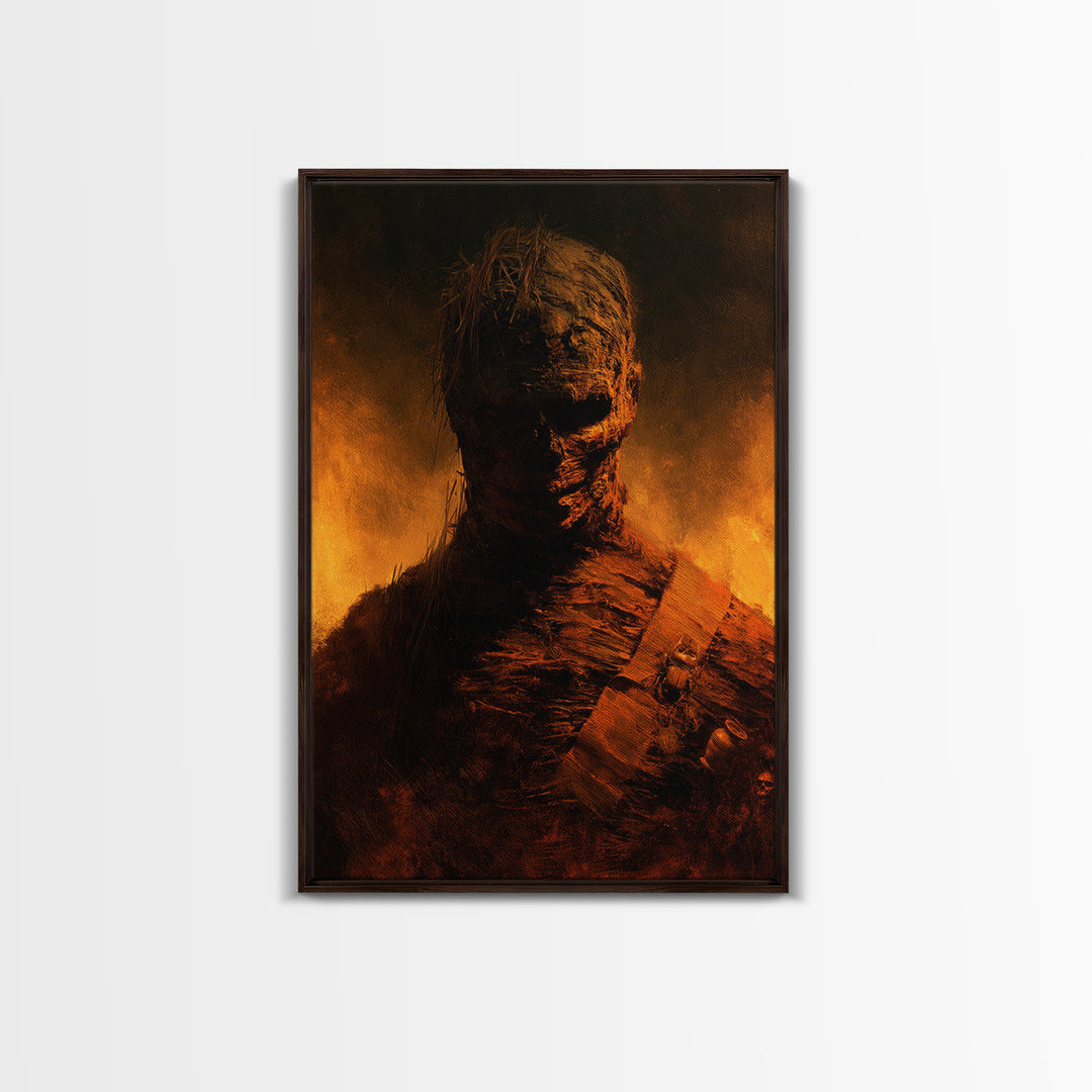 The Bog Mummy, Antique Gothic Portrait, Vertical Wall Art, Framed Canvas Print, Gothic Wall Decor, Halloween Portrait Art