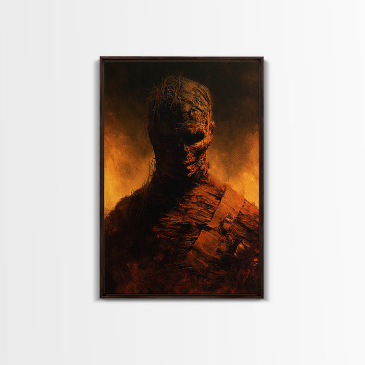 The Bog Mummy, Antique Gothic Portrait, Vertical Wall Art, Framed Canvas Print, Gothic Wall Decor, Halloween Portrait Art