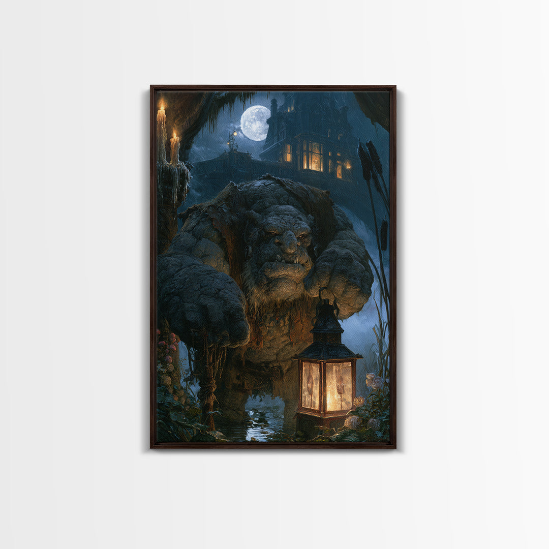 The Bridge Troll At Midnight, Victorian Horror Portrait, Vertical Wall Art, Canvas Print, Gothic Wall Decor, Halloween Portrait Art