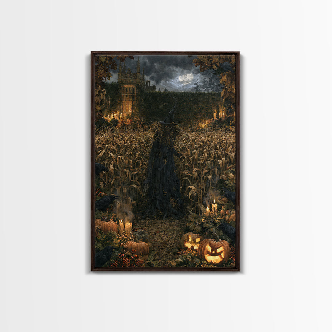 The Cornfield Crawler, Victorian Gothic Art, Vertical Wall Art, Framed Canvas Print, Gothic Wall Decor, Halloween Portrait Art